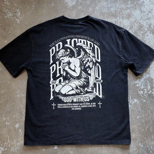 "God With Us" Acid Wash Oversized Tee