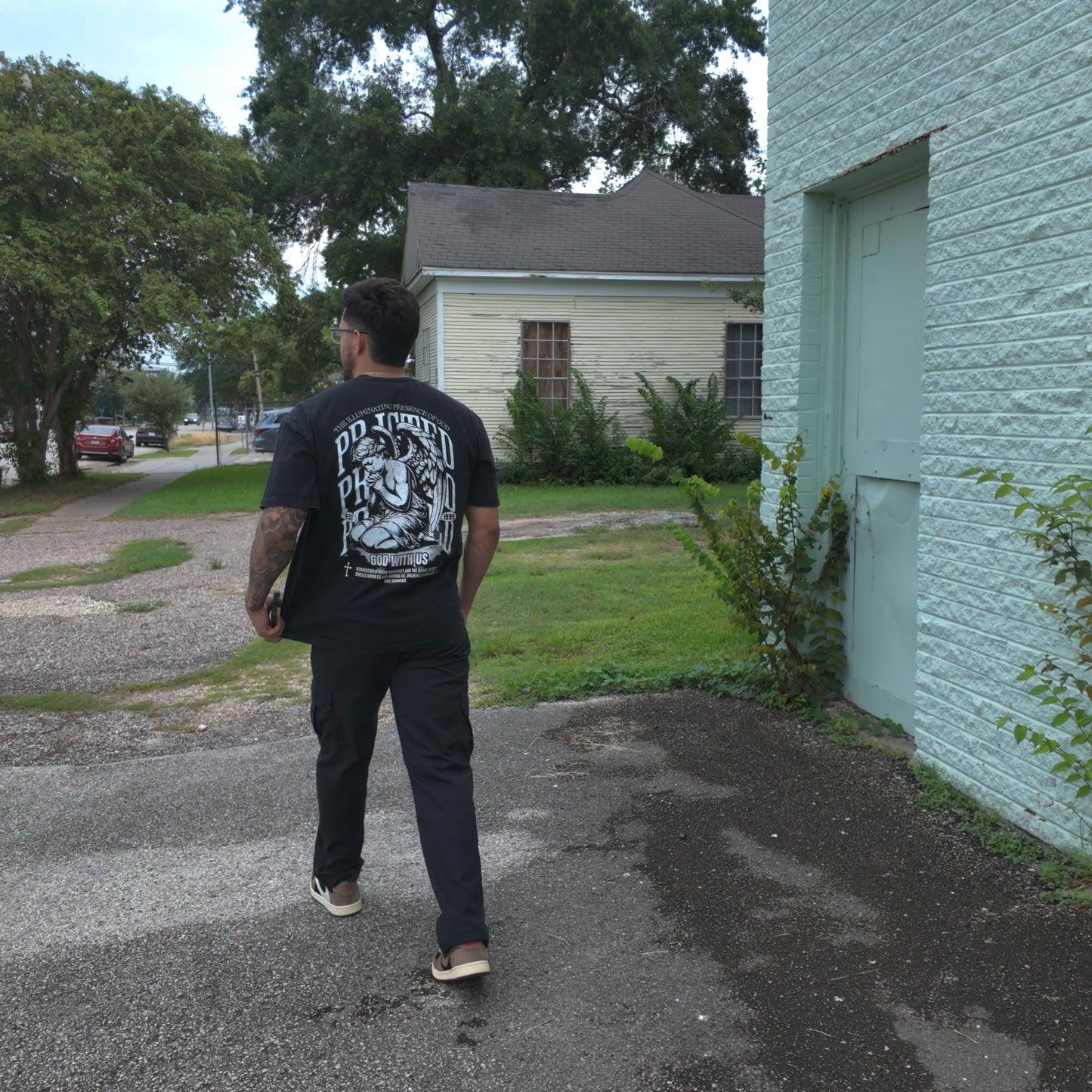 "God With Us" Acid Wash Oversized Tee